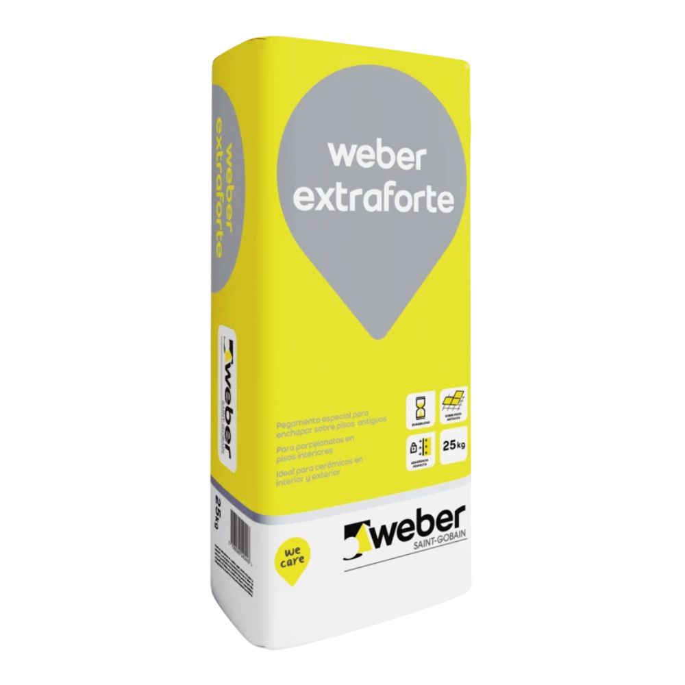 Pegamento Weber Extraforte 25kg para cerámica y porcelanato adhesivo C1 alta adherencia